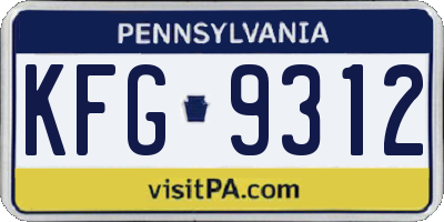 PA license plate KFG9312
