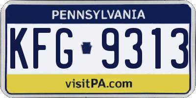 PA license plate KFG9313