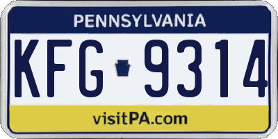 PA license plate KFG9314