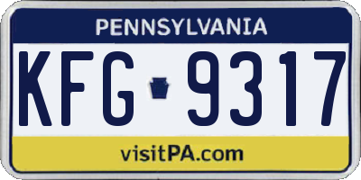 PA license plate KFG9317