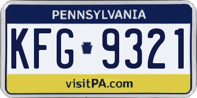 PA license plate KFG9321