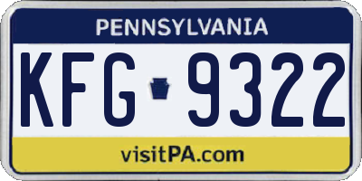 PA license plate KFG9322