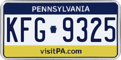 PA license plate KFG9325