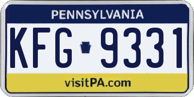 PA license plate KFG9331