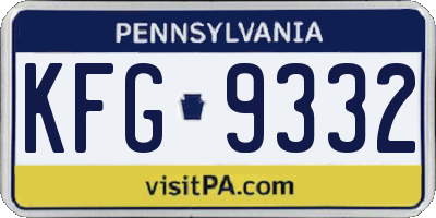 PA license plate KFG9332