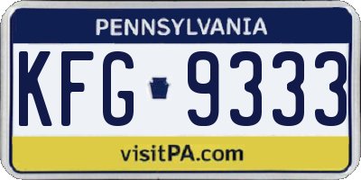 PA license plate KFG9333