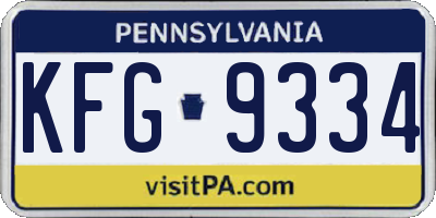 PA license plate KFG9334