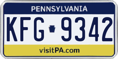 PA license plate KFG9342