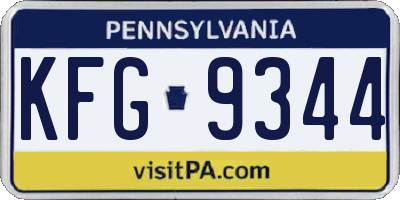 PA license plate KFG9344