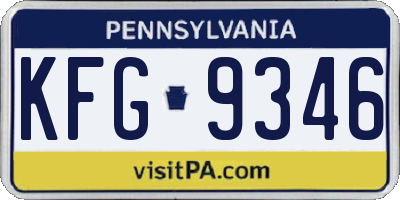 PA license plate KFG9346