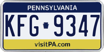PA license plate KFG9347