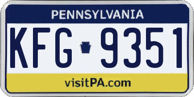 PA license plate KFG9351
