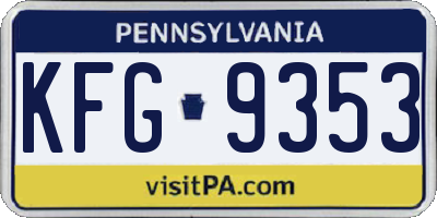 PA license plate KFG9353
