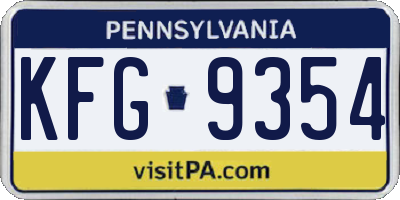 PA license plate KFG9354