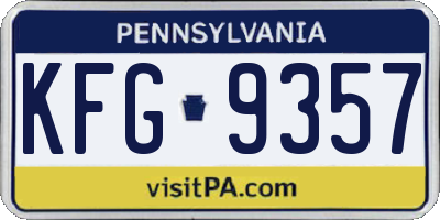 PA license plate KFG9357