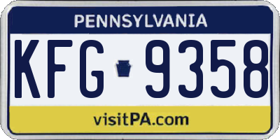 PA license plate KFG9358
