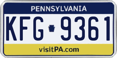 PA license plate KFG9361