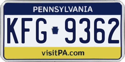 PA license plate KFG9362