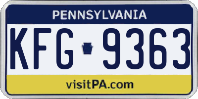 PA license plate KFG9363