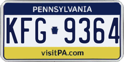 PA license plate KFG9364