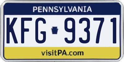 PA license plate KFG9371
