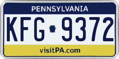 PA license plate KFG9372