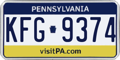 PA license plate KFG9374