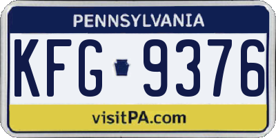 PA license plate KFG9376