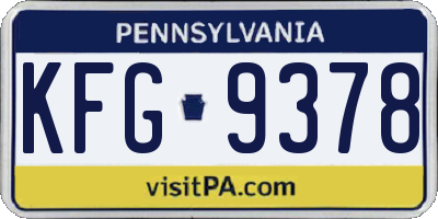 PA license plate KFG9378