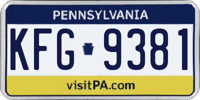 PA license plate KFG9381
