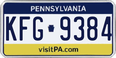 PA license plate KFG9384