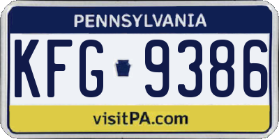 PA license plate KFG9386