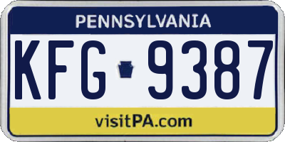 PA license plate KFG9387