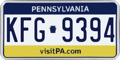 PA license plate KFG9394
