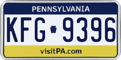 PA license plate KFG9396