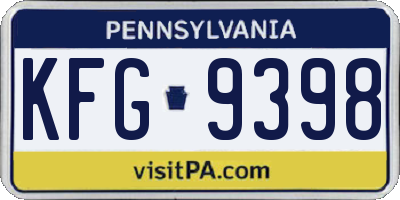 PA license plate KFG9398