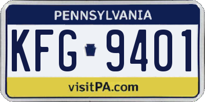 PA license plate KFG9401