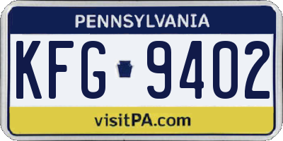 PA license plate KFG9402