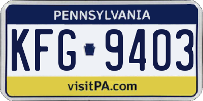 PA license plate KFG9403