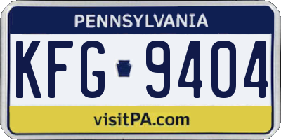 PA license plate KFG9404