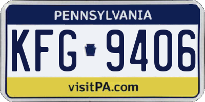 PA license plate KFG9406