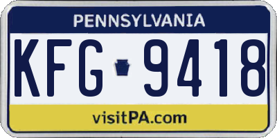 PA license plate KFG9418