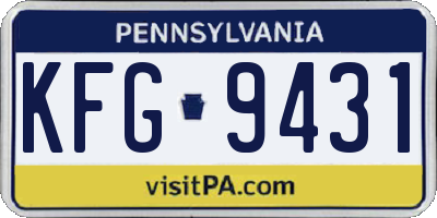 PA license plate KFG9431