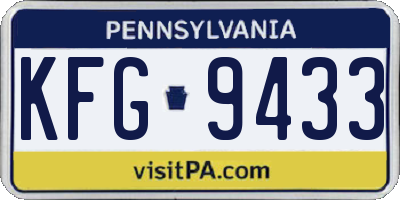 PA license plate KFG9433