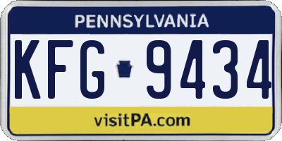 PA license plate KFG9434
