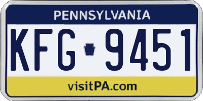 PA license plate KFG9451