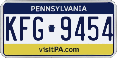 PA license plate KFG9454