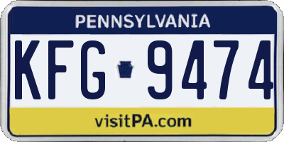 PA license plate KFG9474
