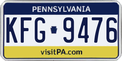 PA license plate KFG9476