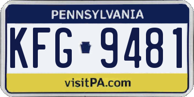 PA license plate KFG9481